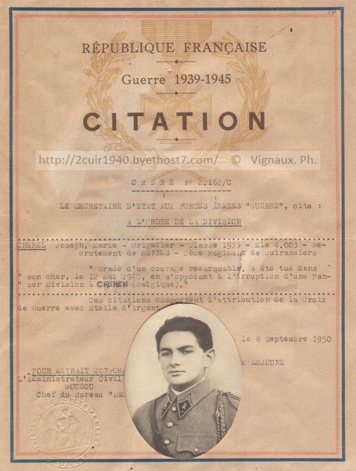 Joseph Cherel
2ème régiment de cuirassiers