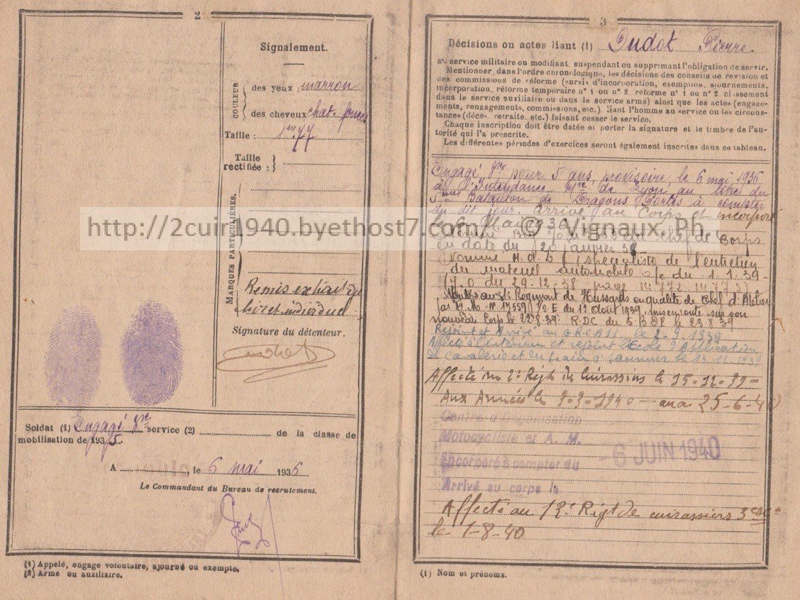 Oudot Pierre 2ème régiment de Cuirassiers