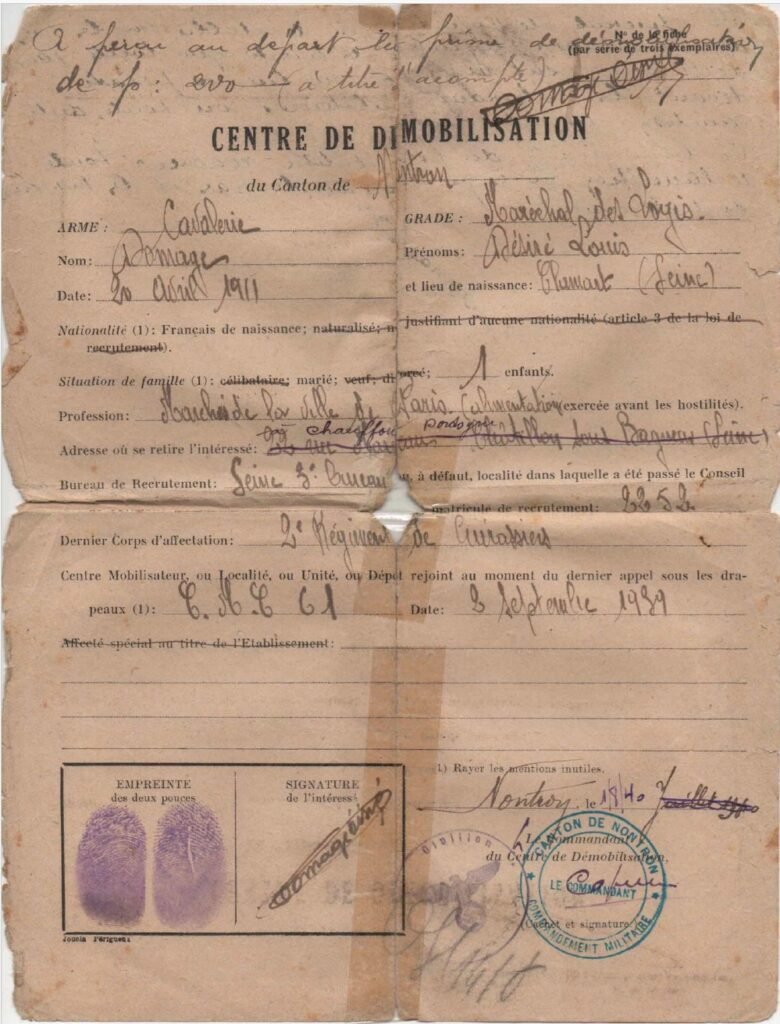 Désiré Domage
Démobilisation