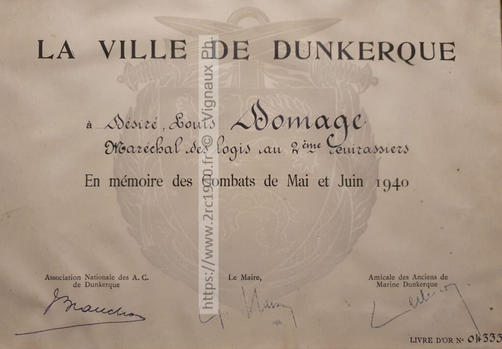 Désiré Domage
Diplôme Ville de Dunkerque