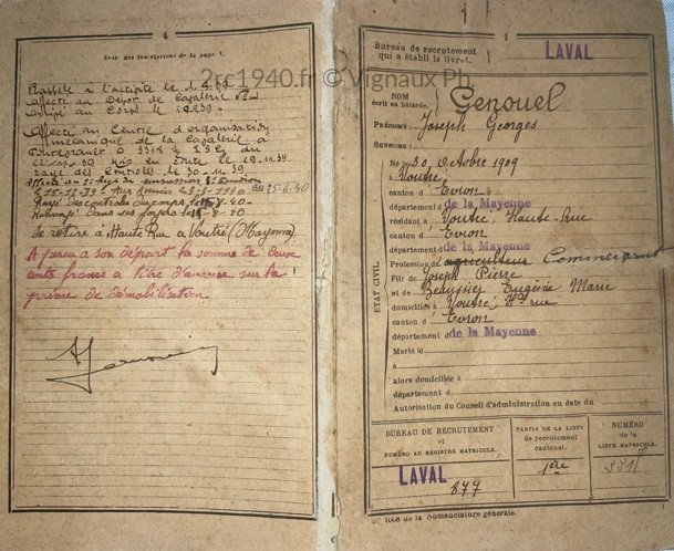 Joseph Genouel
livret militaire