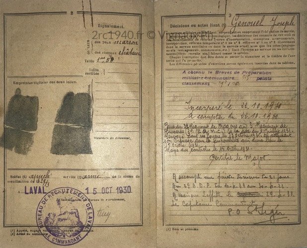 Joseph Genouel
livret militaire